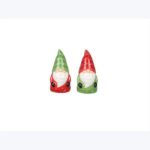 CERAMIC CHRISTMAS WHIMSICAL GNOME SALT AND PEPPER SHAKER, 2PCS/SET